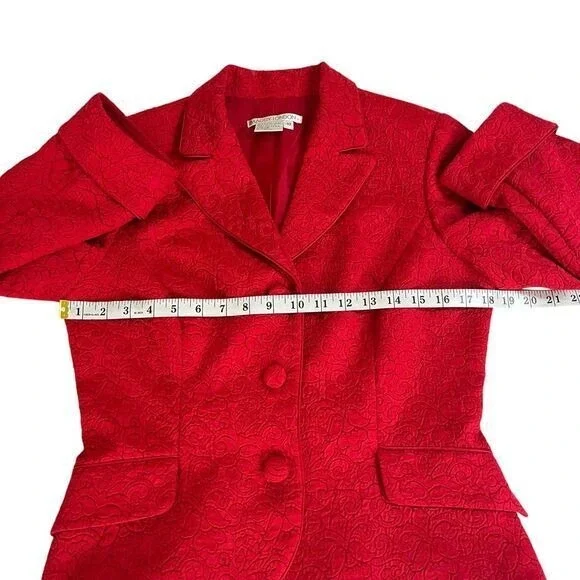 Maggy London Red Paisley Silk Blazer Suit Jacket Womens Size 10 - Picture 8 of 9